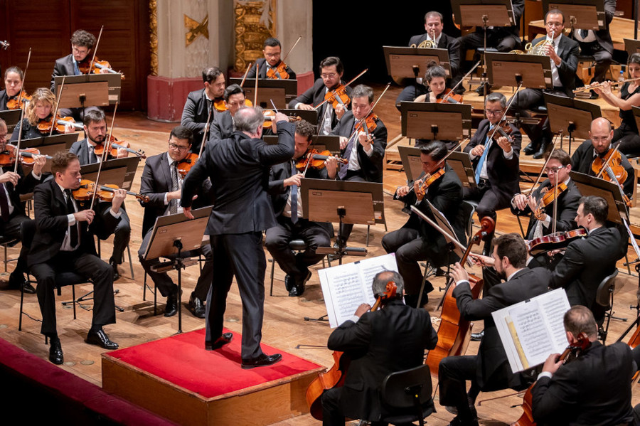 Orquestra Sinfônica Municipal durante concerto no Theatro Municipal de São Paulo [Divulgação/Rafael Salvador]