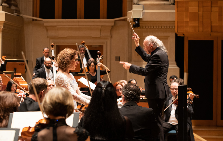 Juliane Banse e Heinz Holliger durante concerto com a Osesp [Reprodução/FacebookOsesp]