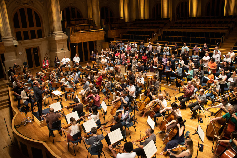 Ensaio da 'Nona sinfonia' de Beethoven na Sala São Paulo [Reprodução/Facebook]