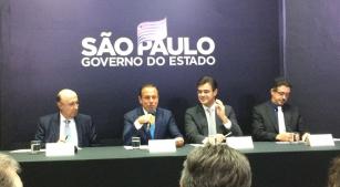 Meirelles, Doria, Garcia e Sá Leitão na coletiva que suspendeu o contingenciamento do Projeto Guri [Revista CONCERTO]