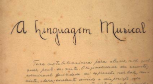 Capa do manuscrito de A linguagem musical com observação de Mário de Andrade à lápis [Reprodução]