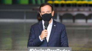 O governador João Dória durante coletiva de imprensa no final da manhã desta quarta-feira, dia 3 [Reprodução]