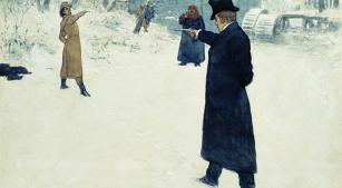 Cena do duelo entre Lensky e Oneguin em pintura de Ilya Repin [Reprodução]