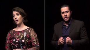 A soprano Maria Gerk e o barítono Vitor Mascarenhas durante a final do Concurso Maria Callas [Reprodução/YouTube]