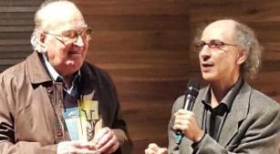 Edino Krieger e Tim Rescala em 2019, em concerto promovido pela Academia Brasileira de Música [Divulgação]